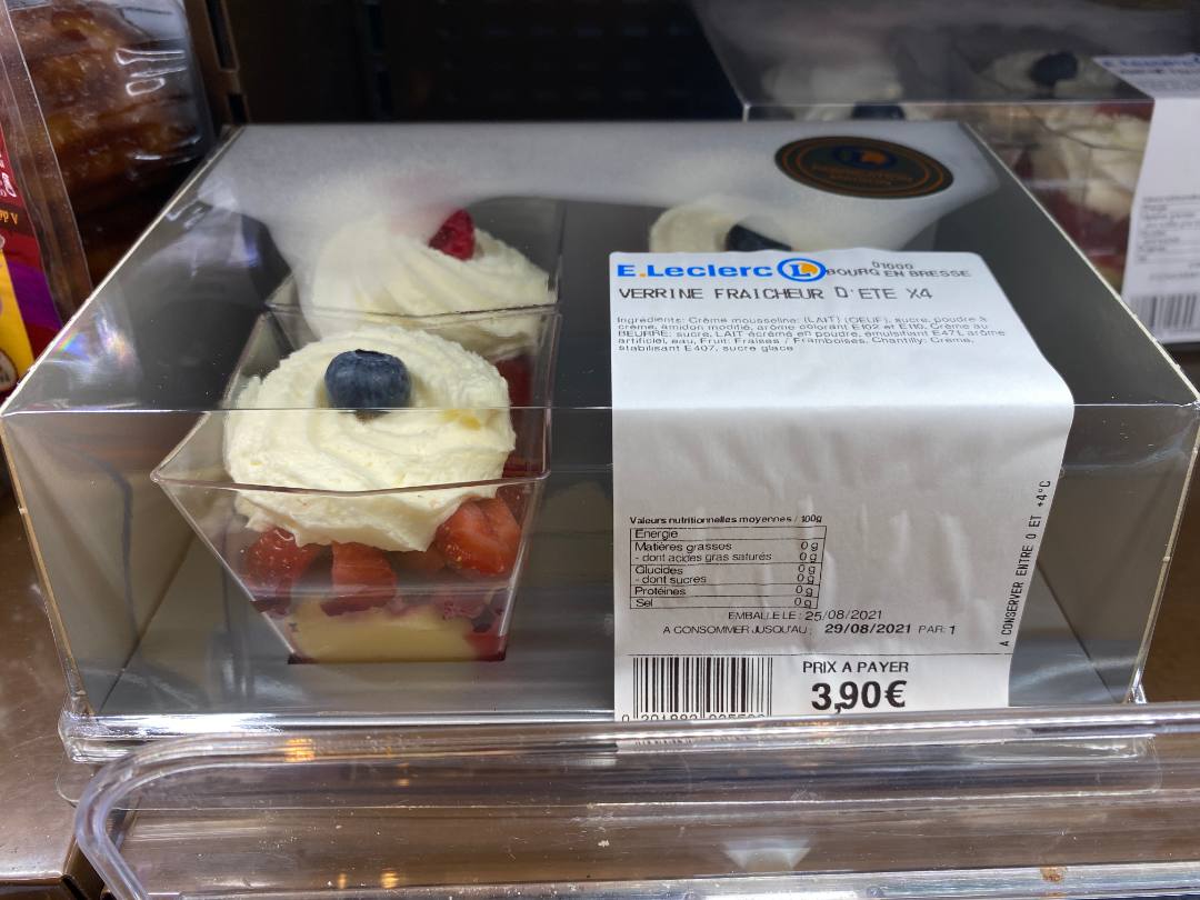 Pâtisserie : verrine fraîcheur Sans Marque - Fabrication par le Magasin : photo du produit rappelé le 25/08/2021