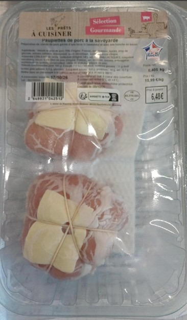 Paupiette de porc à la savoyarde : photo du produit rappelé le 07/10/2026