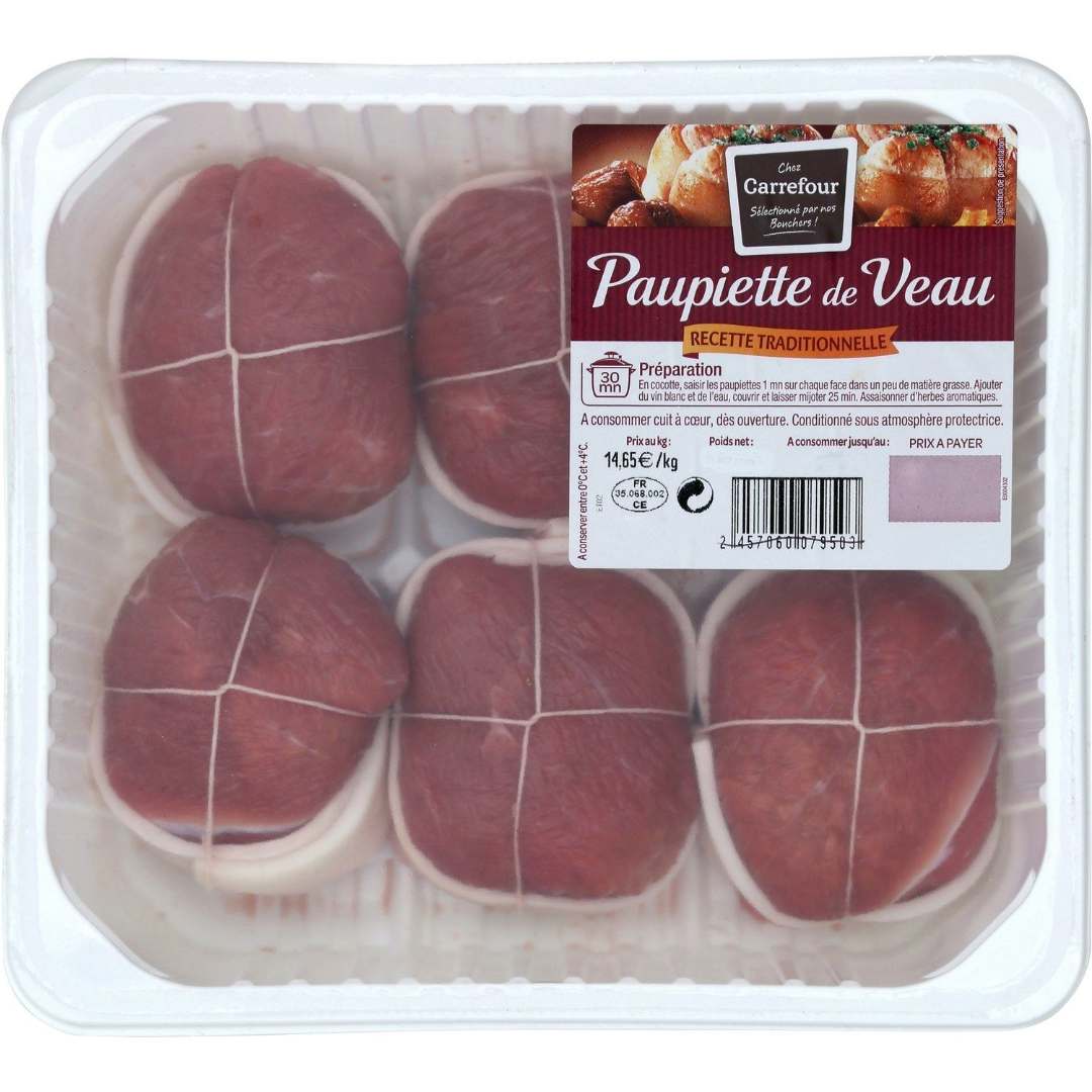 Paupiettes de veau Carrefour Selection de Nos Bouchers : photo du produit rappelé le 05/06/2023