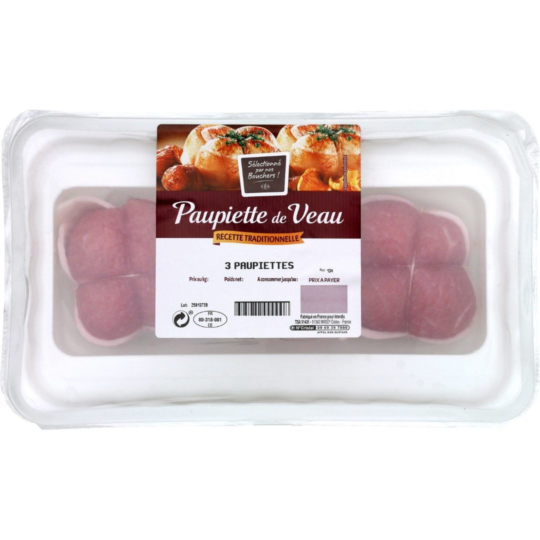 Paupiettes de veau Carrefour Selection de Nos Bouchers : photo 2 sur 2 du produit rappelé le 05/06/2023