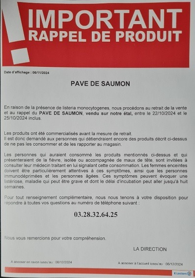 Pave de saumon : photo du produit rappelé le 08/11/2024