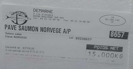 Pave/ filet saumon norvege Demarne : photo du produit rappelé le 14/10/2025