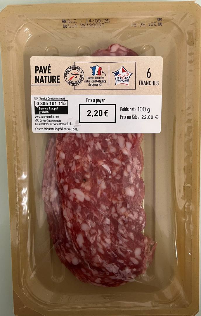 Pavé nature 6tr 100g Producteurs et Commercants : photo du produit rappelé le 09/07/2025