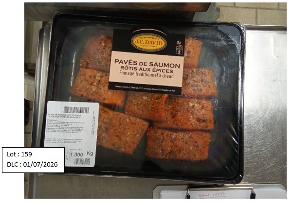 Pavés de saumon rôtis aux épices fumage traditionnel à chaud JC David : photo du produit rappelé le 10/07/2026