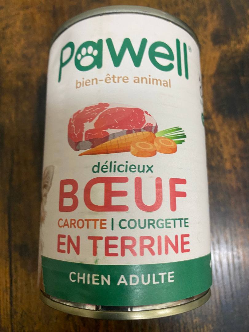 Pawell boite conserve boeuf 50mg de CBD : photo du produit rappelé le 16/10/2026
