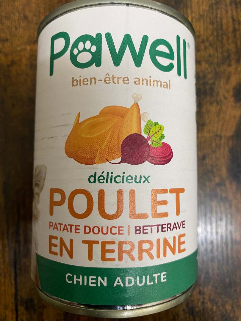 Pawell boite conserve poulet 50mg de CBD : photo du produit rappelé le 16/10/2026
