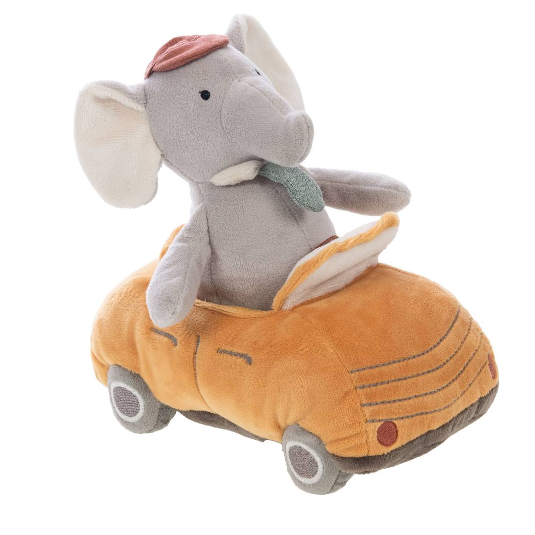 Peluche arthur l'éléphant et sa voiture Amadeus les Petits : photo du produit rappelé le 29/01/2025