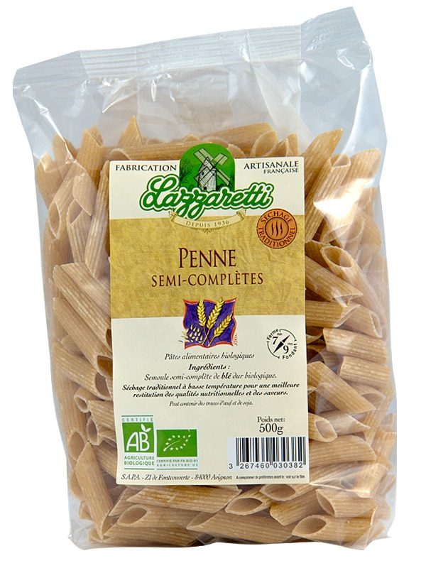 Penne semi complète bio 500gr Lazzzaretti : photo du produit rappelé le 12/09/2025