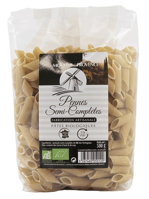 Penne semi complète bio 500gr Moulin de Provence : photo du produit rappelé le 11/09/2025
