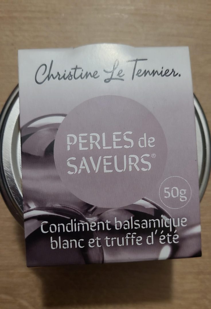 Perles de saveurs condiment balsamique blanc et truffe Christine le Tennier : photo du produit rappelé le 25/08/2025