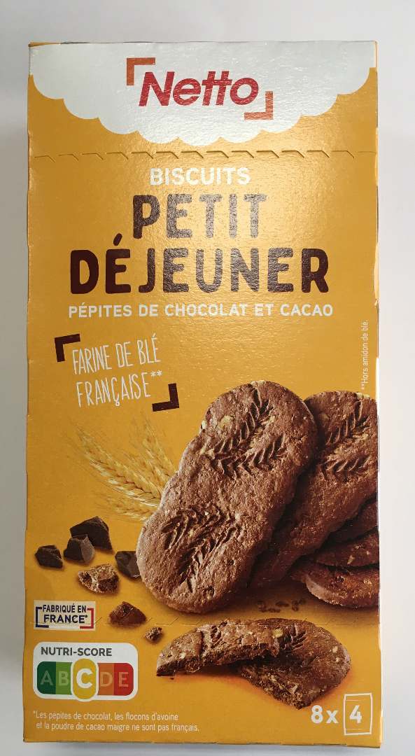 Petit déjeuner pépites de chocolat et cacao Netto : photo du produit rappelé le 02/01/2024