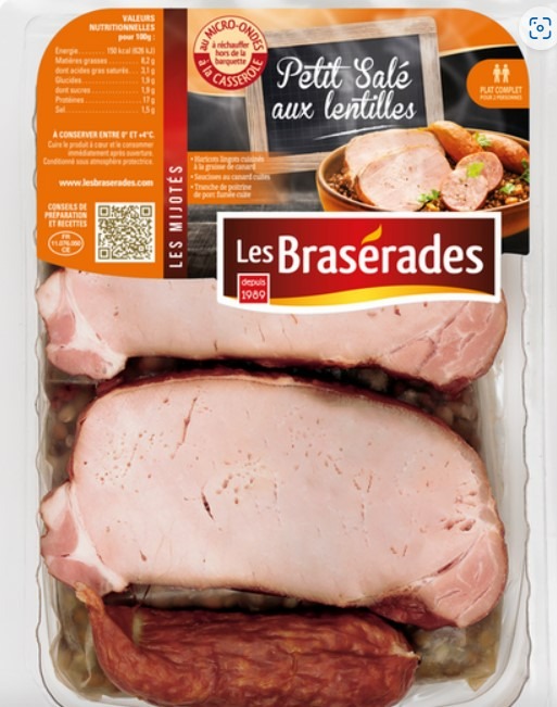 Petit sale lentilles 800 g Les Brasérades : photo du produit rappelé le 09/10/2023