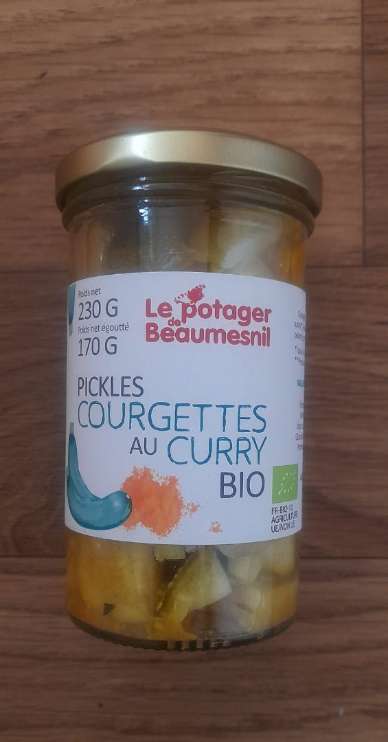 Pickles courgettes au curry bio Le Potager de Beaumesnil : photo du produit rappelé le 18/06/2025