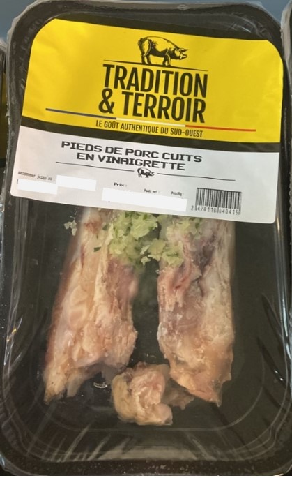 Pieds de porc cuits en vinaigrette Tradition & Terroir : photo du produit rappelé le 20/07/2023