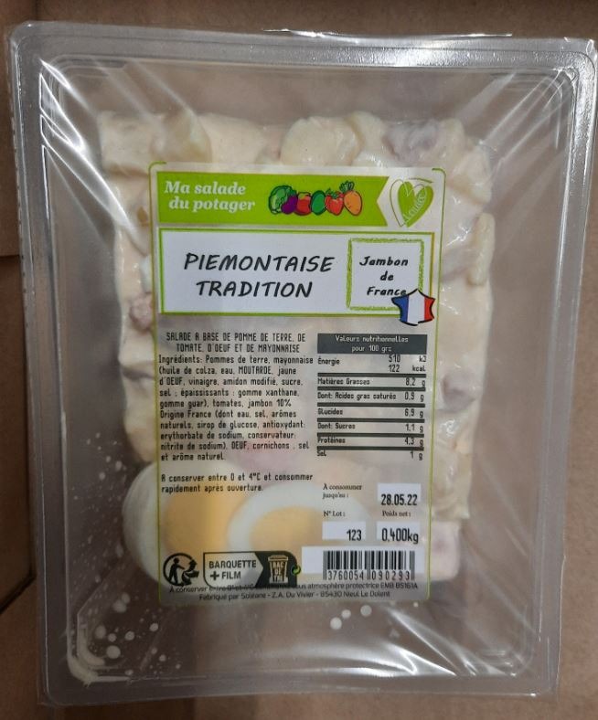 Piémontaise 400g Soleane : photo du produit rappelé le 19/05/2022
