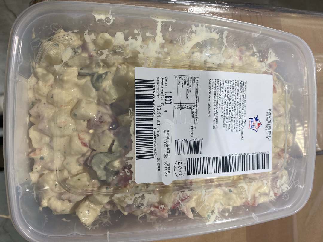 Piémontaise jambon superieur : photo du produit rappelé le 03/11/2023