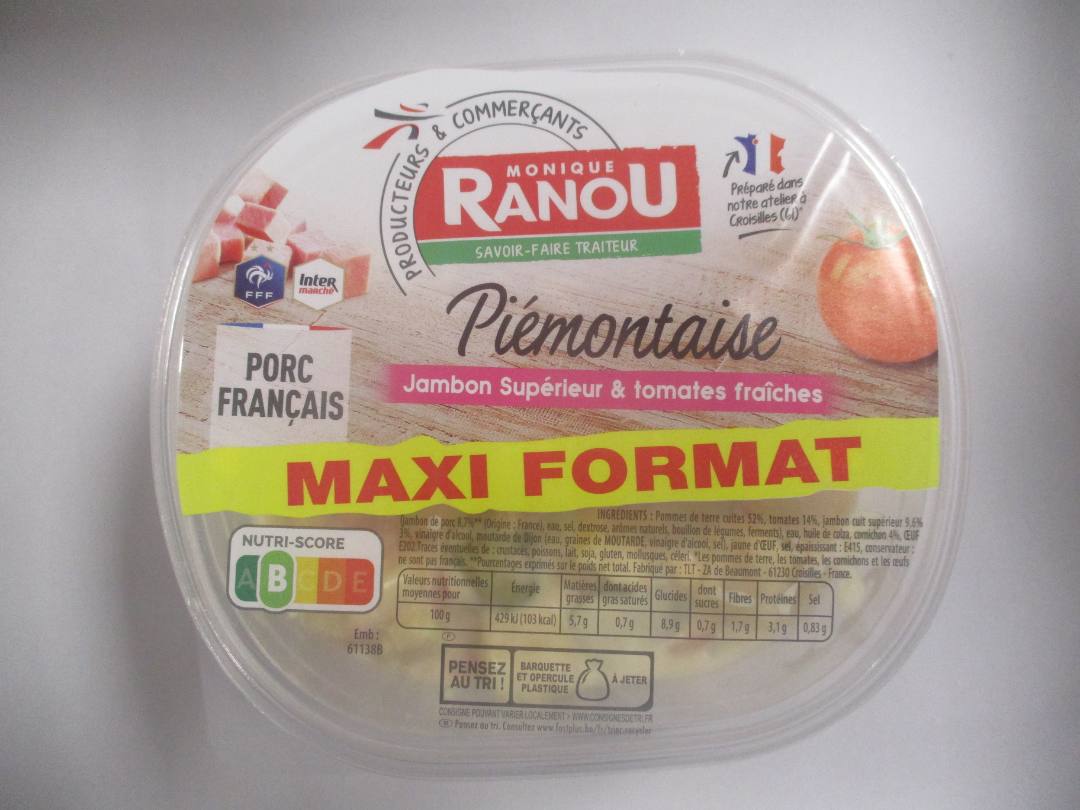 Piemontaise Monique Ranou : photo 2 sur 3 du produit rappelé le 09/06/2022