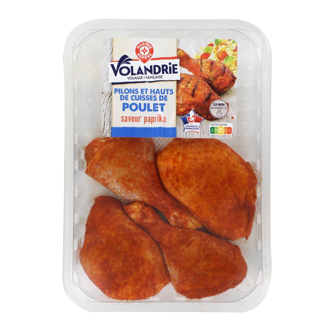 Pilons et hauts de cuisses de poulet saveur paprika 470g Volandrie : photo du produit rappelé le 09/06/2023