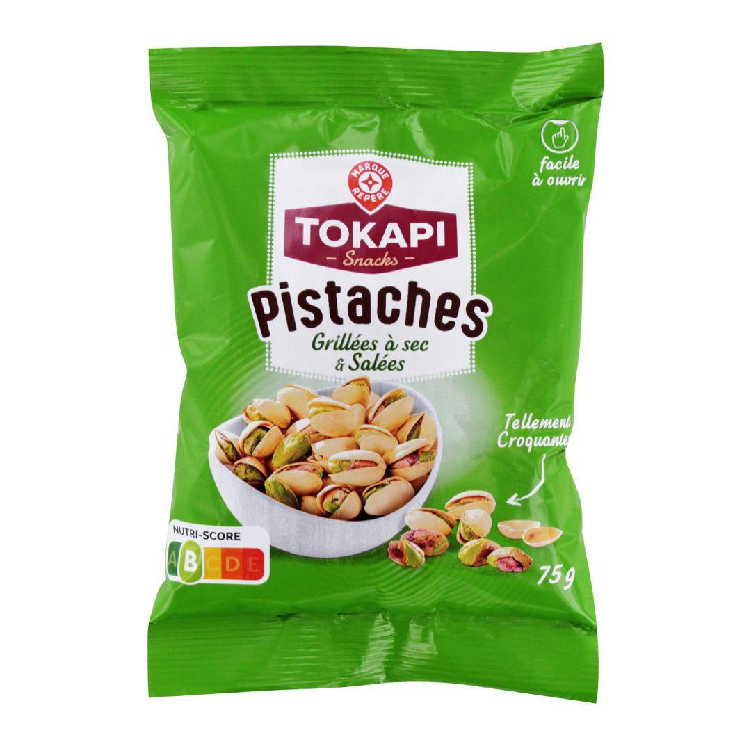 Pistaches grillées à sec et salées 75g Tokapi : photo du produit rappelé le 04/07/2025