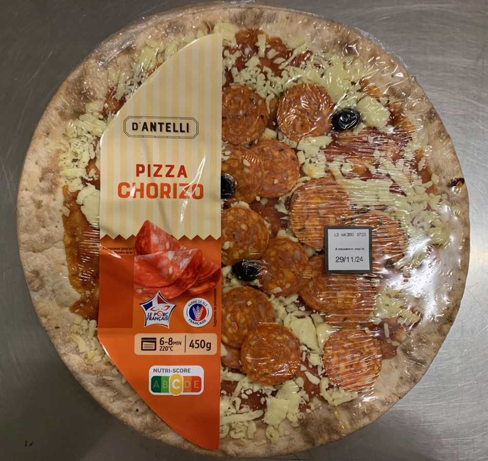 Pizza chorizo 450g D'Antelli® : photo du produit rappelé le 19/11/2024