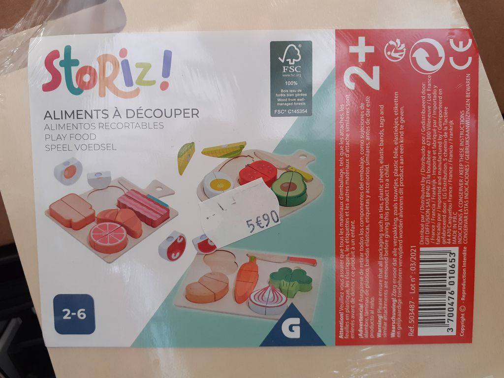 Planche aliment 6pc bois Storiz : photo du produit rappelé le 20/10/2025