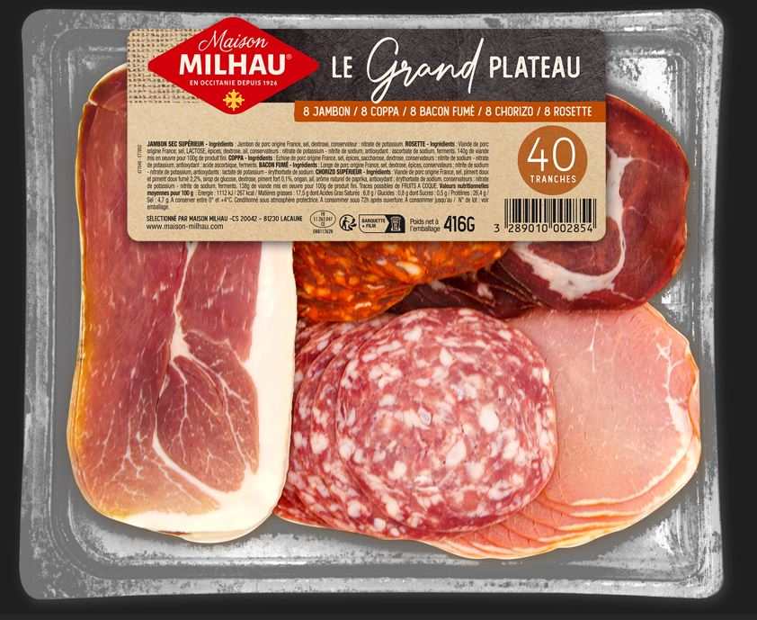 Plateau assortiment de charcuterie Maison Milhau : photo du produit rappelé le 09/04/2024