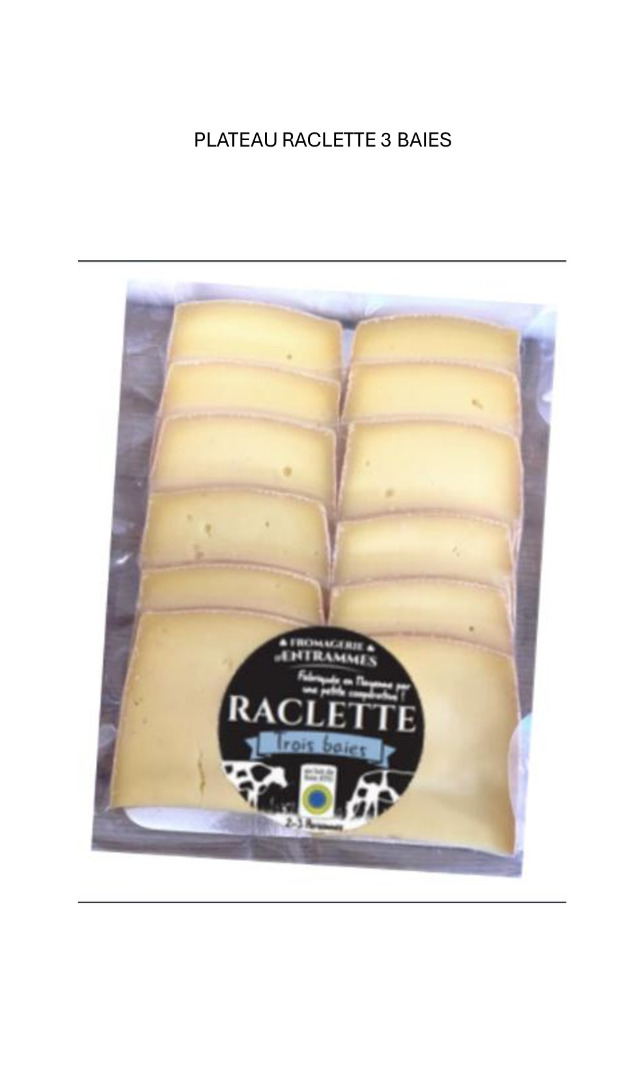 Plateau raclette 3 baies Fromagerie d'Entrammes : photo du produit rappelé le 27/03/2026