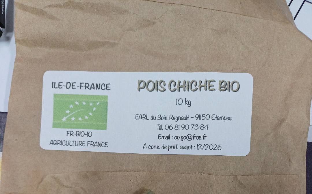 Pois chiches (secs) Earl du Bois Regnault : photo du produit rappelé le 08/04/2025