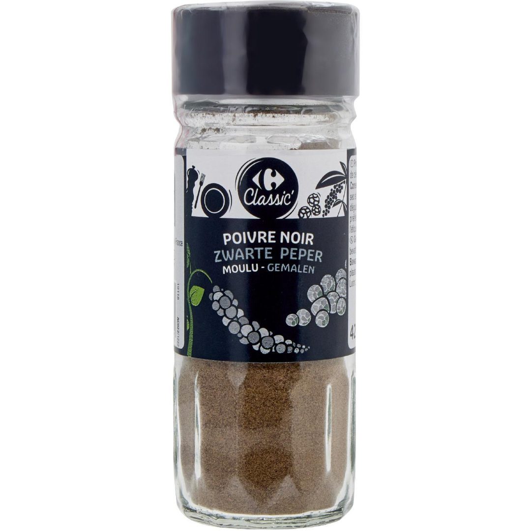 Poivre noir moulu 42g Carrefour Classic : photo du produit rappelé le 28/05/2025