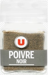 Poivre noir moulu u format petit 22g et poivre noir moulu u format : photo du produit rappelé le 23/05/2025