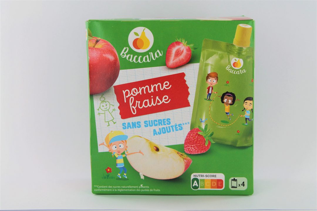 Pomme fraise sans sucres ajoutés 4 x90 g Baccara : photo du produit rappelé le 21/03/2023