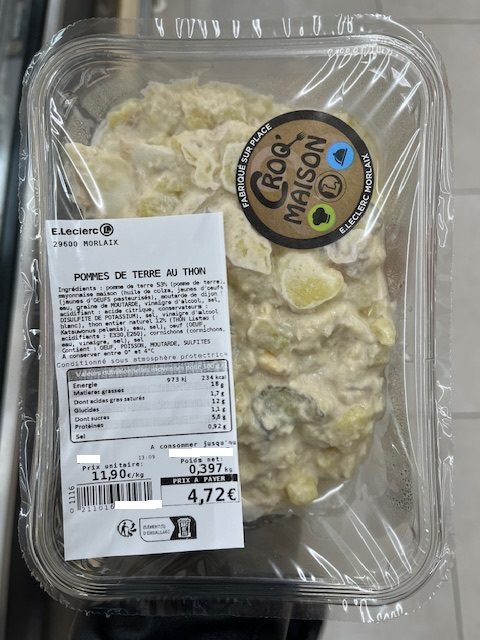 Pommes de terre au thon E.Leclerc Morlaix : photo du produit rappelé le 14/02/2025
