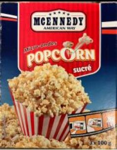 Popcorn micro-ondable Mcennedy : photo 2 sur 2 du produit rappelé le 28/04/2023