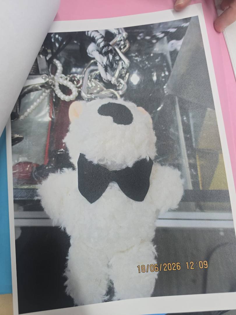 Porte-cle peluche ourson blanc a lunettes Absence : photo du produit rappelé le 04/09/2026