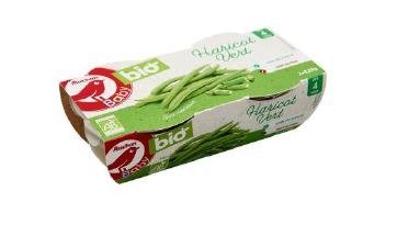 Pot haricots verts 4 mois 2x120g – Auchan baby bio : photo du produit rappelé le 30/11/2022