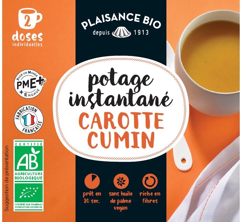 Potage instantané bio carotte cumin Plaisance BIO : photo du produit rappelé le 10/12/2021