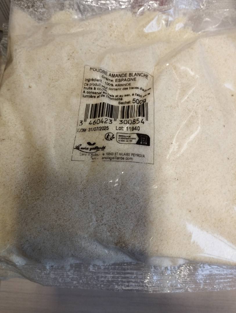 Poudre d'amande blanche La Noix Gaillarde : photo du produit rappelé le 08/03/2024