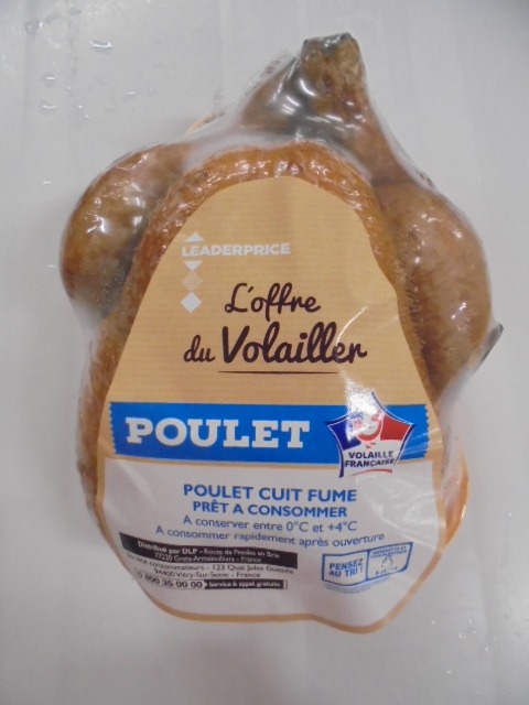 Poulet cuit fumé 1,5 kg leader price (poids variable) : photo du produit rappelé le 24/10/2022