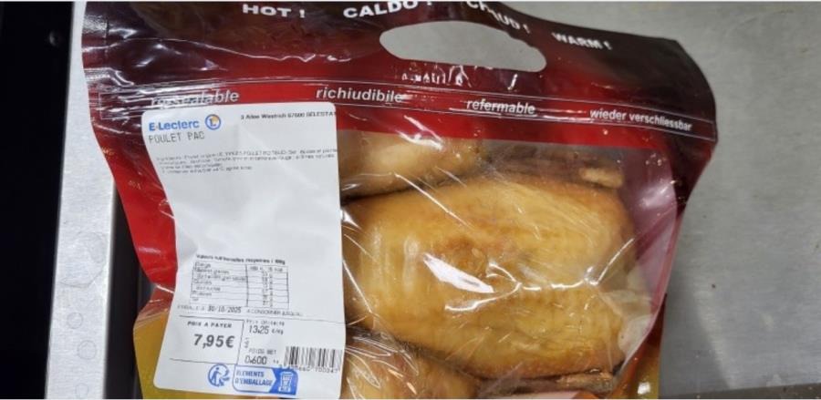 Poulet pac Centre E. Leclerc Alsedis Sélestat : photo du produit rappelé le 03/11/2025