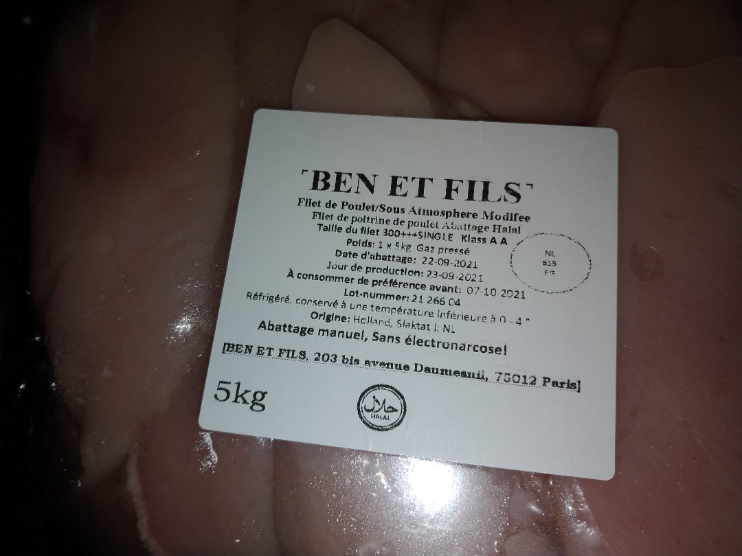 Poulet sous atmosphere modifiee ben et fils : photo du produit rappelé le 19/10/2021