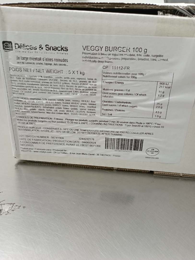 Préparation à base de légumes enrobée, frite, cuite Délices & Snacks : photo 3 sur 3 du produit rappelé le 16/07/2024