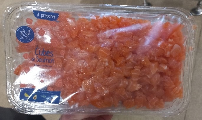 Préparation à base de saumon mariné - cubes de saumon façon tartare : photo du produit rappelé le 09/01/2024
