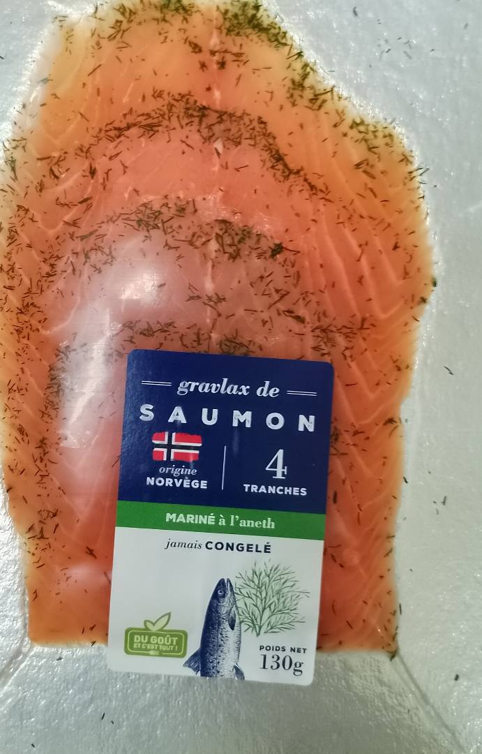 Préparation à base de saumon mariné - gravlax de saumon mariné à l'aneth : photo du produit rappelé le 30/10/2024