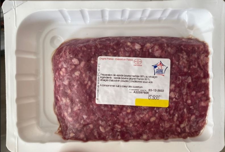 Préparation de viande bovine hachée 99% au vinaigre Hellofresh : photo du produit rappelé le 12/12/2022