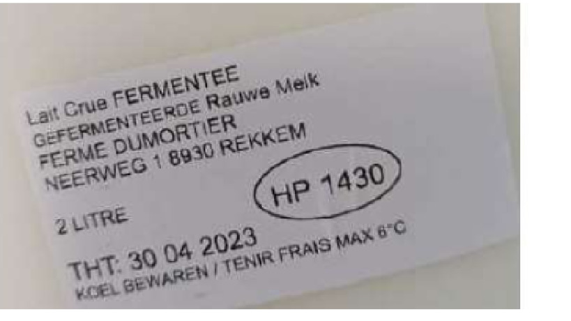 Produits laitiers Ferme Dumortier 8930 Rekkem Belgique : photo du produit rappelé le 11/05/2023