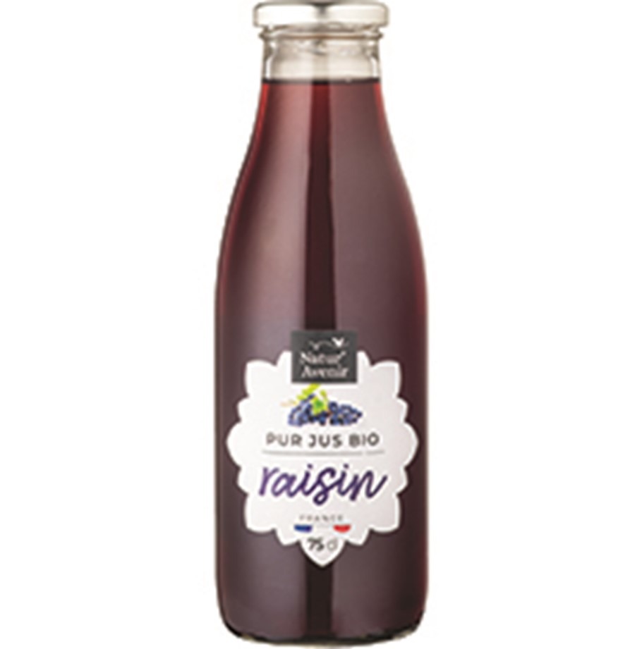 Pur jus de raisin rouge France 75 cl Natur'avenir : photo du produit rappelé le 16/02/2023
