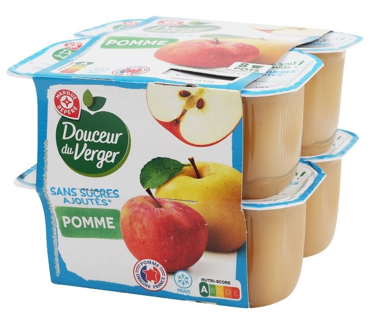 Puree de pommes sans sucre ajoute 8x100g Douceur du Verger : photo du produit rappelé le 26/08/2021