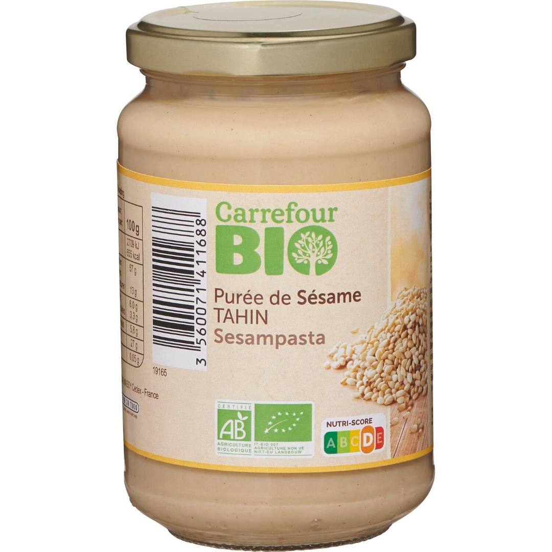 Purée de sésame tahin 350g Carrefour BIO : photo du produit rappelé le 28/04/2025