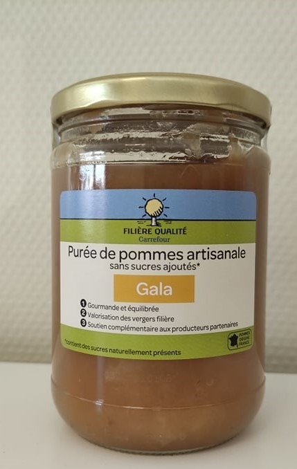 Purées de pommes artisanales sans sucres ajoutés Filière Qualité Carrefour : photo du produit rappelé le 18/08/2021