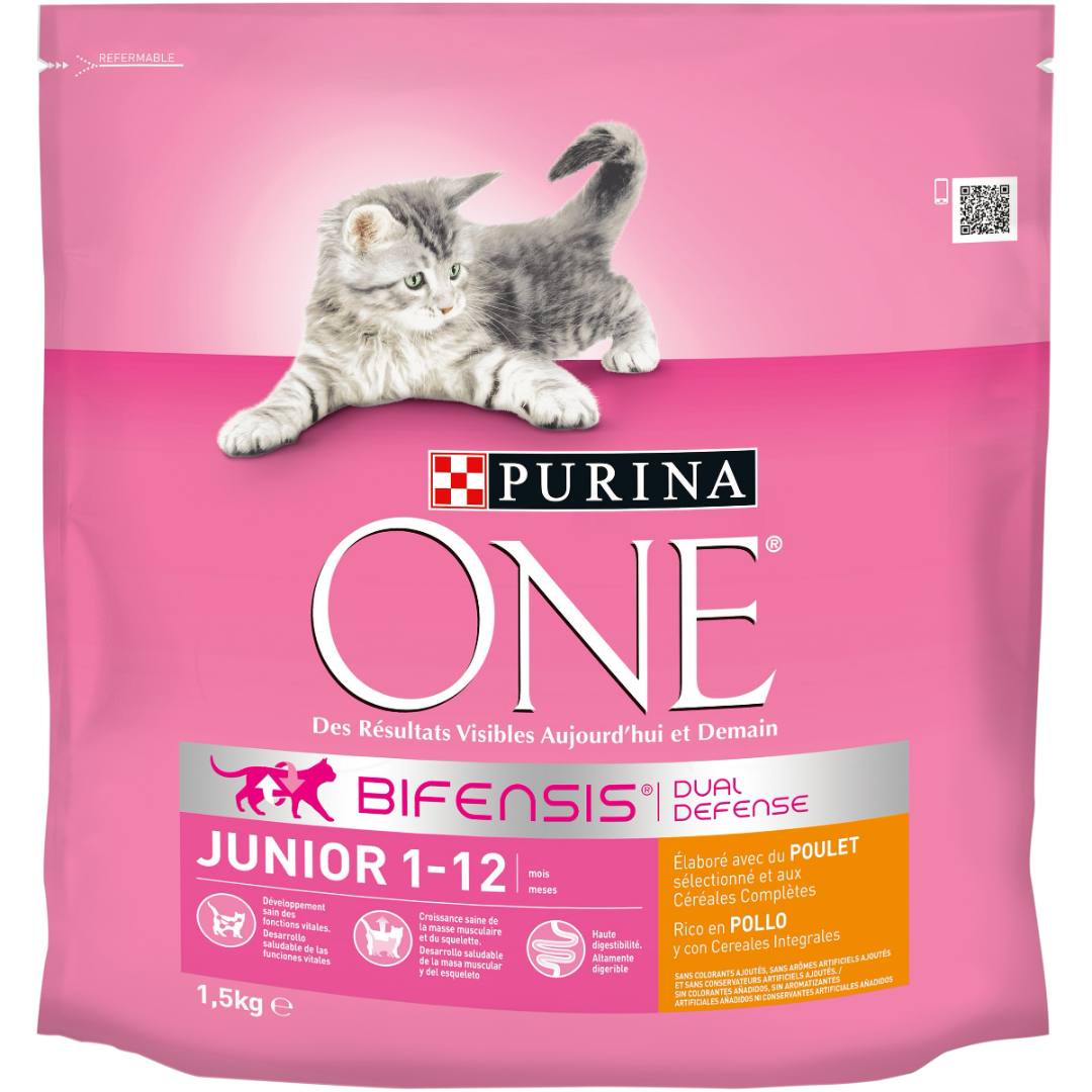 Purina one® junior de 1 à 12 mois, élaboré avec du poulet sélectionné : photo du produit rappelé le 08/07/2022